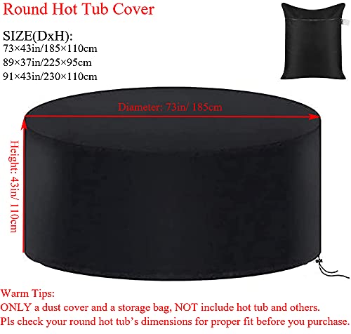 Ucare Hot Tub Cover Waterproof Outdoor Portable Round Inflatable Hot Tub Spa Cover Protector Bathtub Pool Garden Furniture Dust Covers (73×43In/ 185×110Cm) #TOP1