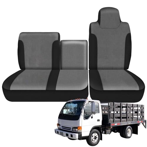 SAPUBK Custom-Fit Front Seat Cover Replace for 1995-2005 Isuzu NPR 40/60 Split Bench, Knitted Fabric with Back Soft Foam Lining Breathable Seat Cover by SAPUBK - Used condition - US$59.92