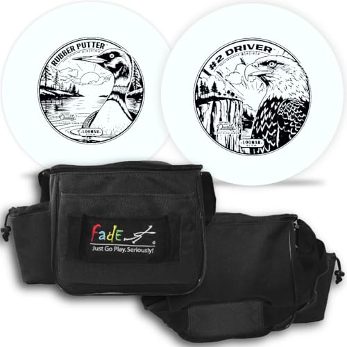 Lightning Glow Disc Golf Starter Set – Fade Lite Bag (Black) + Glow Rubber Putter & Glow #2 Driver – Floating Discs, Beginner Disc Golf Set