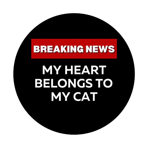 MY HEART BELONGS TO MY CAT, VALENTINE DAY FUN HOLIDAY LOVE PopSockets Swappable PopGrip, Black - Image 3