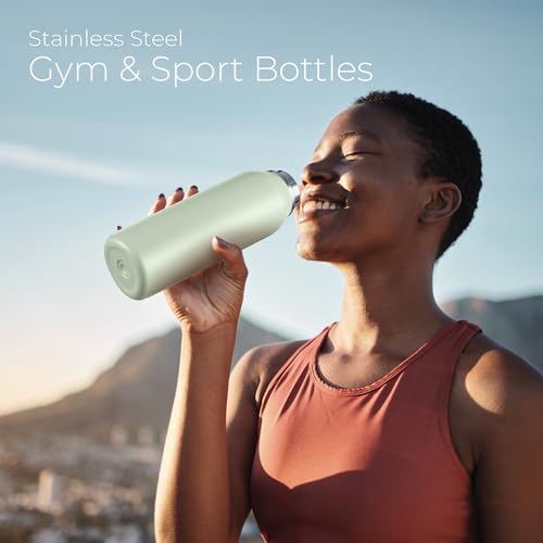 Image of SipX 20 oz Stainless Steel Insulated Water Bottle with Leakproof Lid & Carry Hook - Triple Insulated - Cold 24 Hours /Hot 12 Hours - Perfect for Gym, Work, Sports, Travel - Green
