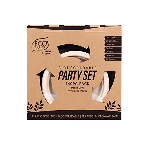 White Magic WM-EB-BPTS Eco Basics Biodegradable Party Set