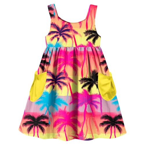 Kimoda Toddler Sleeveless Pockets Dress 4T 5T Cute Hawaii Casual Sundress Outfits Beach Holiday Dress with Pockets Size 4-5T