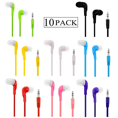 Bulk Earbuds Headphones 10 Pack Earphones with Comfortable Silicone Ear-Bud for School Classroom