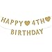 Gold Happy 4th Birthday Banner, Glitter 4 Years Old Boy or Girl Party Decorations, Supplies
