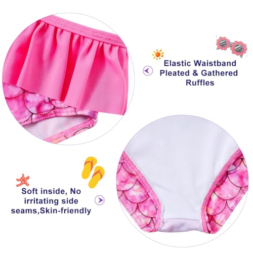 Image of Funnycokid Girls Swimsuit Toddler Bathing Suit Long Sleeve 2 Piece Rash Guard Set for Kids 2-10 Years