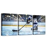 Feelyou Ice Hockey Canvas Wall Art For Bedroom Wall Decorations For Living Room Office Wall Decor Winter Sports Hockey Painting Framed Wall Pictures 3 Piece Ready To Hang for Bathroom Home Decor