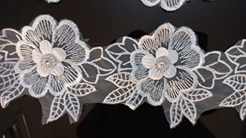 Image of JoJo Creations White Laces for All Types of Fabrics (GPO Flower Moti) 3 Meters