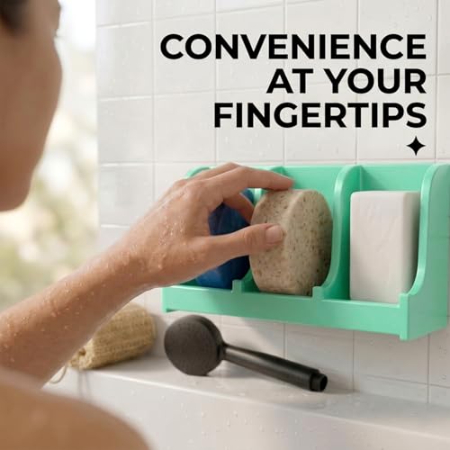 Image of Soap Holder for Shower Wall, 3-Compartment Soap Dish for Shampoo, Conditioner and Body Soap, Fast Draining & Rust-Proof & Heavy Duty, Ultra-Strong Adhesive for Long-Term Bathroom Use & Freestanding