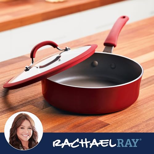 Rachael Ray Cook + Create Nonstick Sauté Pan with Lid, 3 Quart, Red by Rachael Ray - Image 6