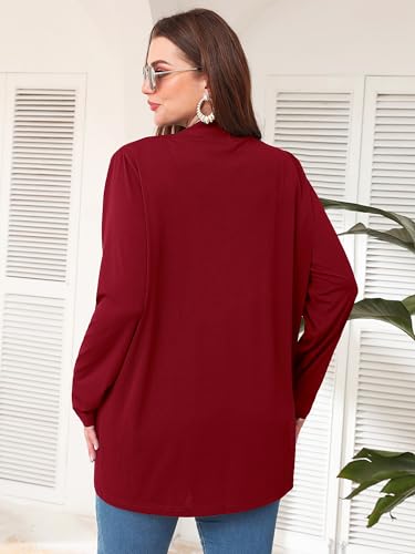 Image of AusLook Plus Size Lightweight Cardigans for Women Open Front Pockets Jacket | 1X-5X,Soft Stretch,Long Sleeve,Longline Coverage,Dress Jeans Layer,Work Travel Style,Spring Fall Wear