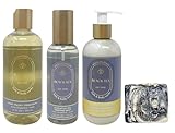 Bath & Body Works Aromatherapy Black Tea Essential Oil Perfume Mist, Body Lotion and Body Wash & Foam Bath - with a Charcoal Scrub Bar Soap