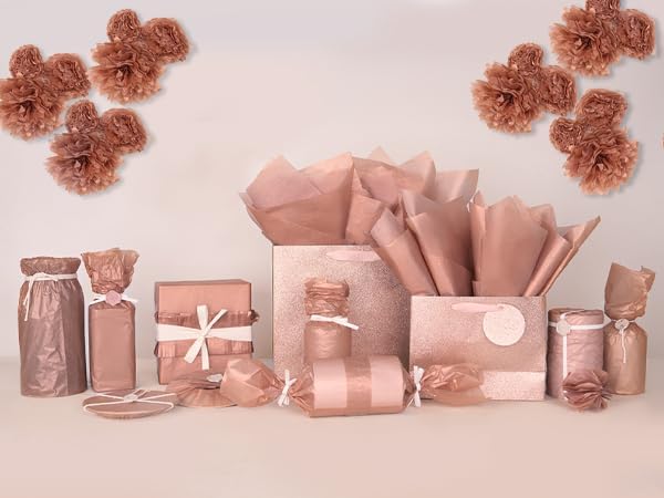 Miniatura 9 de UNIQOOO 100 hojas de papel de regalo de seda de color oro rosa metálico de 20 x 14 pulgadas, ideal para bolsa de regalo, accesorio de envoltura de