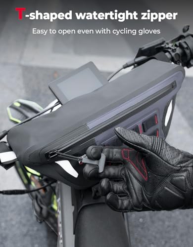 Image of KEMIMOTO Motorcycle Handlebar Bag, Bicycle Front Fork Tool Bag - Fully Waterproof Bag Compatible with Sur-Ron Light Bee X and S X160 X260 Talaria Sting Segway Electric Dirt Bike 2L