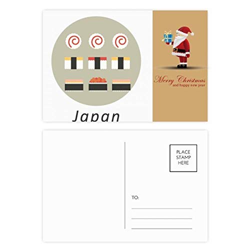 Cartes postales japonaises de Noël traditionnelles sushi Père Noël pour correspondance vœux
