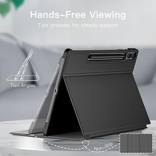 Image of JETech Case for Samsung Galaxy Tab S10 Plus /Tab S9 Plus 12.4-Inch with S Pen Holder, Slim Folio Stand Protective Tablet Cover, Multi-Angle Viewing (Black)