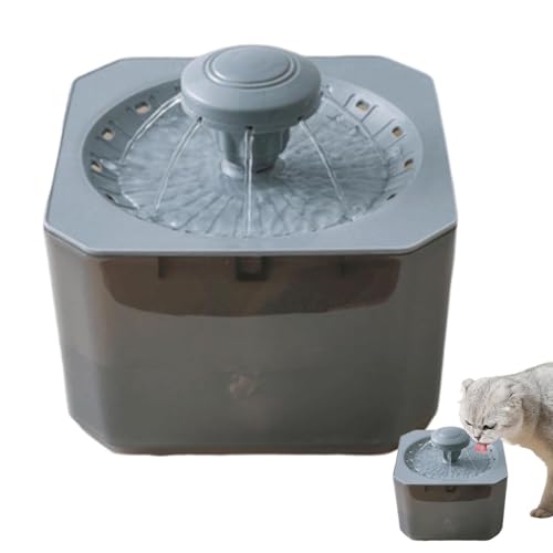 猫用ウォーターファウンテン - 2.5L/84.55オンス 猫用ウォーターディスペンサー - 360°自動猫用ウォーターファウンテン - USB充電式ファウンテン - 猫用室内用フィルター内蔵,グレー