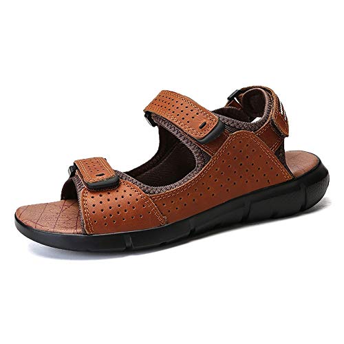 XYAL0003001 Xingyue Aile Slippers & Sandalen Comfortabele Ademende Zomer Vegan Beach Sandalen Voor Mannen, Echt Leer Waterdichte Anti-slip Platte Ronde Open teen Haak & lus Band Schoen - Afbeelding 6