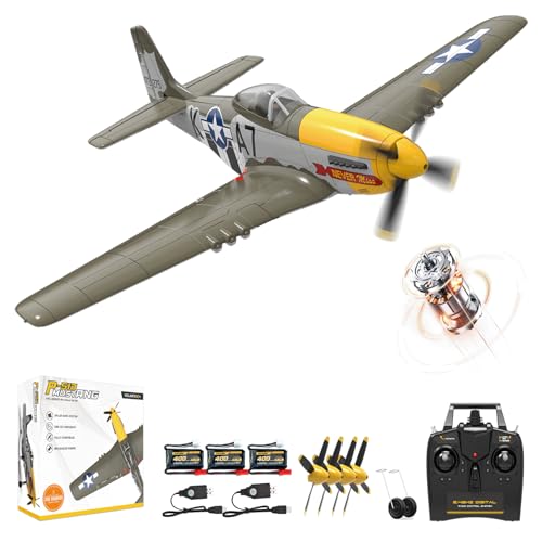 Volantexrc Brushless RC Planes for Adults, 4 Channel RTF P-51 Mustang RC Airplane Fighter, 6-Axis...