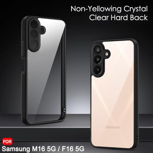 Image of TheGiftKart Hybrid Shockproof Back Cover Case for Samsung Galaxy M16 5G / F16 5G | Hard Back Case Cover for Samsung Galaxy M16 5G / F16 5G (PC & TPU, Transparent Clear Back, Black Sides)