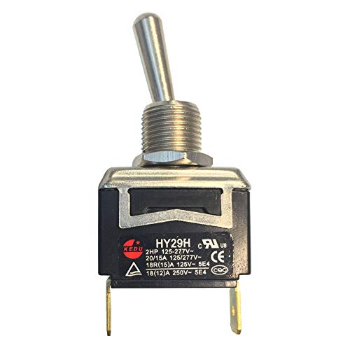 Gardner Bender GSW-127 Heavy-Duty Electrical Toggle Switch, SPST, ON-OFF, 20 A/125V AC, Spade Terminal