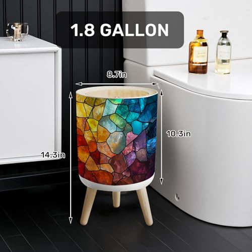 Caneca de basura redonda con tapa 7L multicolor miniatura 2