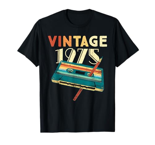 50 Years Old Gifts Vintage 1975 Music Cassette 50th Birthday T-Shirt