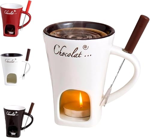 Schokofondue Tasse,200ml Keramik Schokoladenfondue Set,Becher zum Schmelzen...