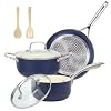 M MELENTA Pots and Pans Set, 7 Piece Nonstick Ceramic Cookware Set, Kitchen Induction Cookware Sets, Pots and Pans Non Stick with Oven Safe Handle, 100% PFOA Free, Blue