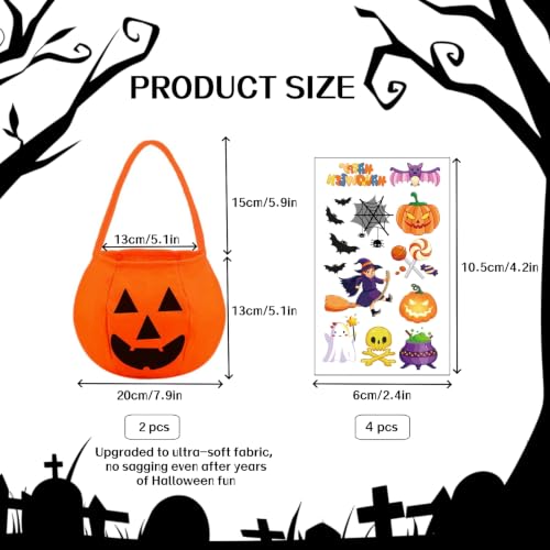 2pcs Halloween Trick Or Treat Bucket, Fabric Pumpkin Candy Bags Basket — photo 2