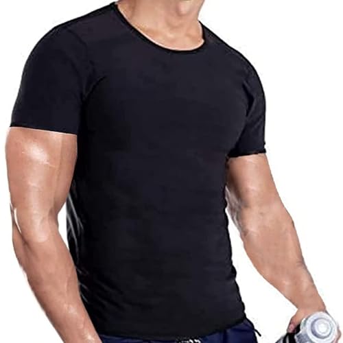 Image of Sauna Shirt for Men Workout: Neoprene Short Sleeve Sweat Shirt for Weight Loss - Mens Gym Compression Sauna Vest