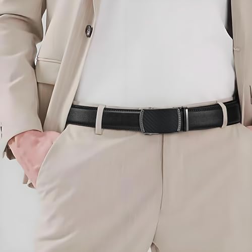 Image of Men's Belt, Ratchet Dress Casual Belt with Adjustable Automatic Buckle Trim to Fit