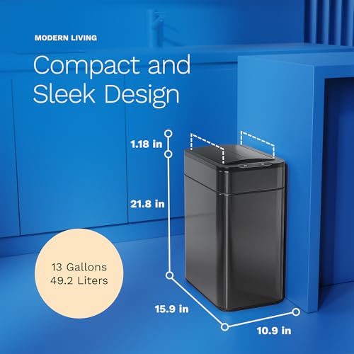 Image of hOmeLabs - 13 Gallon Kitchen Trash Can Dark Stainless Steel