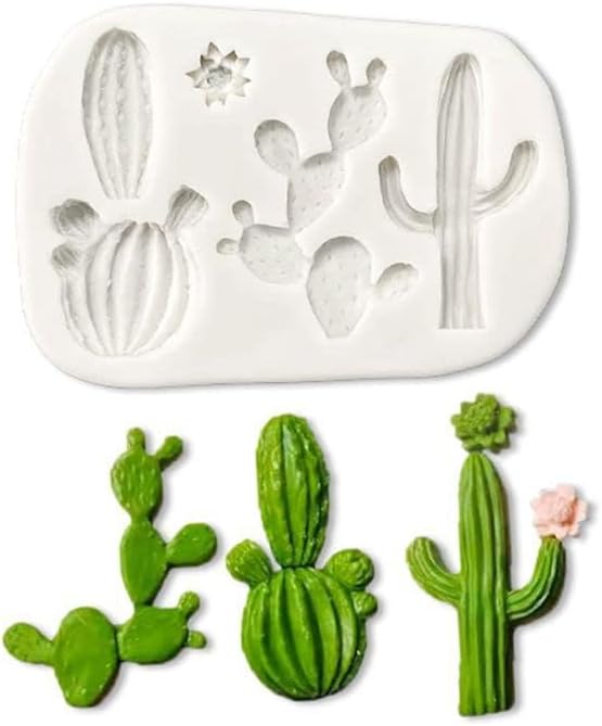 Miniatura 2 de Moldes de silicona para plantas de cactus de 5 cavidades para hacer dulces de fondant, moldes de chocolate, postres, cubitos de hielo, goma,