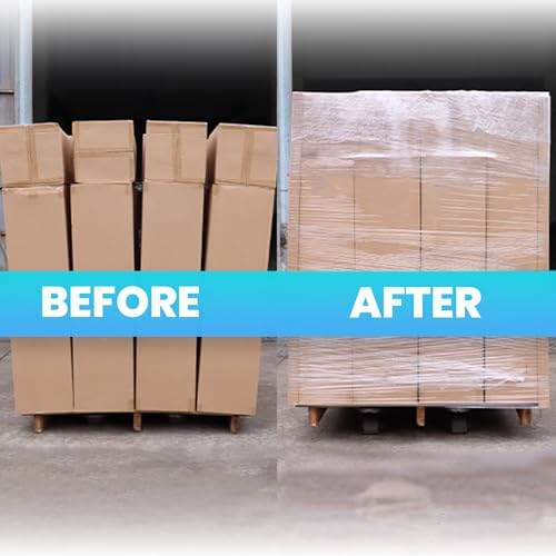 TAPEBEAR Stretchfolie mit Griffen, Transparente Wickelfolie 380mm x 230m Industrielle Stärke 60 Gauge Kunststofffolie Schrumpffolie für Palettenverpackung, Versand, Umzug, 2 Rollen