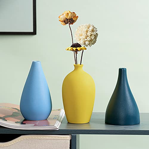 Flower Vase, Sets of 3,Ceramic Innovative Pattern Vaseï¼ŒHand-Plated Made Vase,Decor Vase for Home Office Wedding Holiday & Party