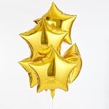 Gold Star Shape Foil Balloon, 10pcs Big Mylar Helium Balloons for Birthday Party Wedding Party Decoration 17 Inch