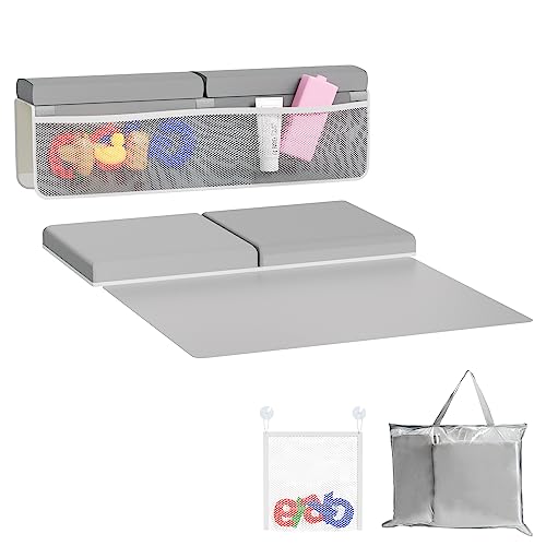 Image of Athradies Baby Bath Essentials Bath Kneeler and Elbow Rest Pad Set 1.5" Thick Baby Bath Kneeler Lightweight and Quick-Drying Bathtub Kneeling Pad with Toy Organizer for Comfortable Bath Time Grey