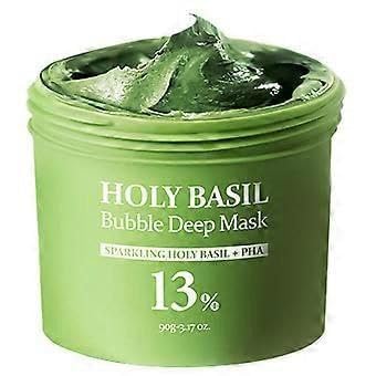 Holy Basil Bubble Deep Mask, Holy Basil & Carbonated Water for Cleansing Pores & Blackheads, Green Tea Blackhead Remover, Bubble Wash-Off Pack
