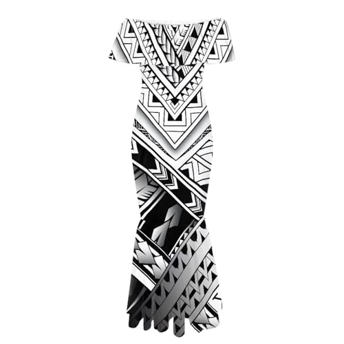 Image of Polynesian Dresses for Women Off Shoulder Maxi Dress Puletasi Samoan Dresses S-7XL