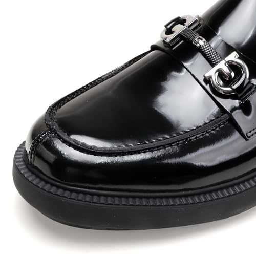 Generic Mens Casual Leather Black Dress Loafer Shoes, Fashion Classic Buckle Slip-on Penny Party Shoes Wedding Loafers for Mens3