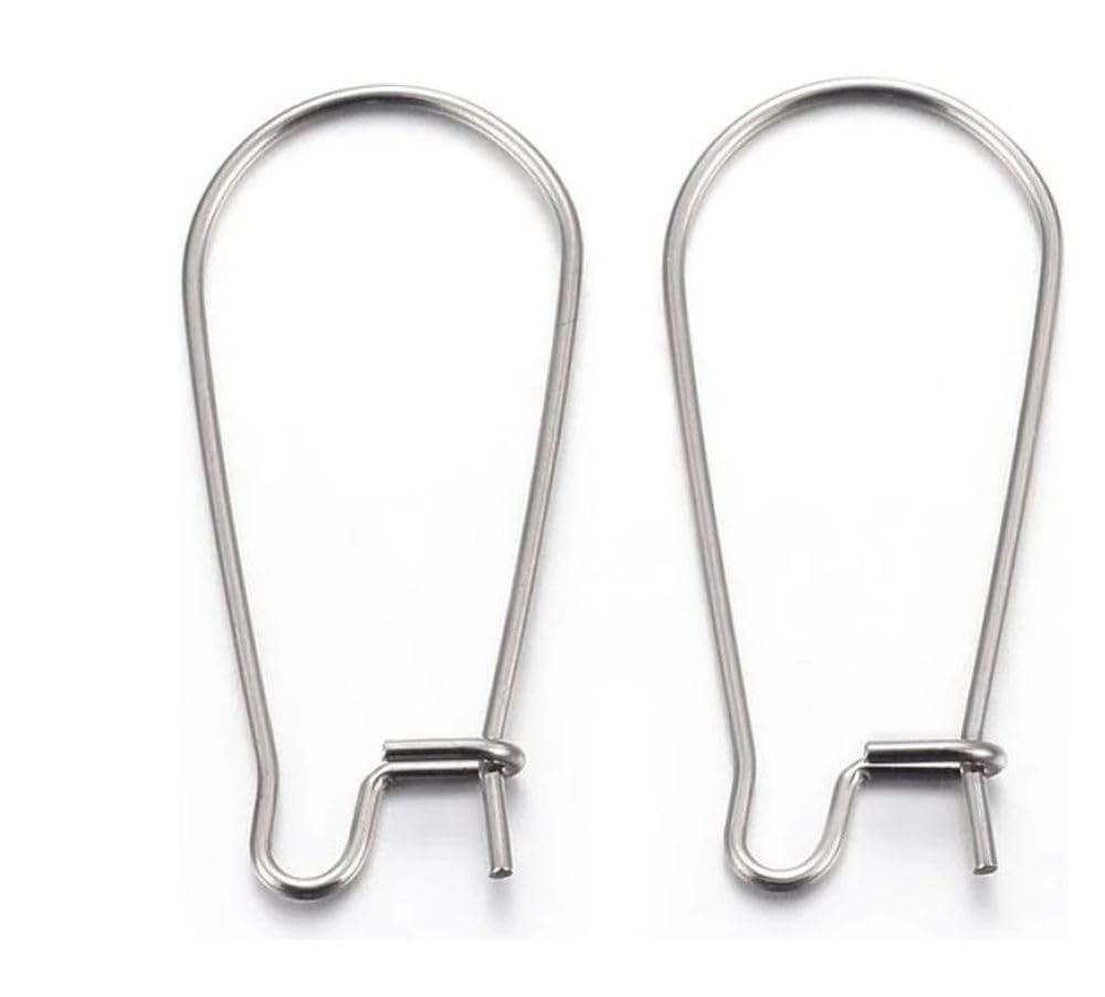 50pcs Adabele 316 Grade Surgical Stainless Steel Hypoallergenic Earring Hooks 36mm Kidney Earwire (Wire ~ 0.8mm/20 Gauge/0.03 Inch) for Earrings Jewelry Making SEF187-36