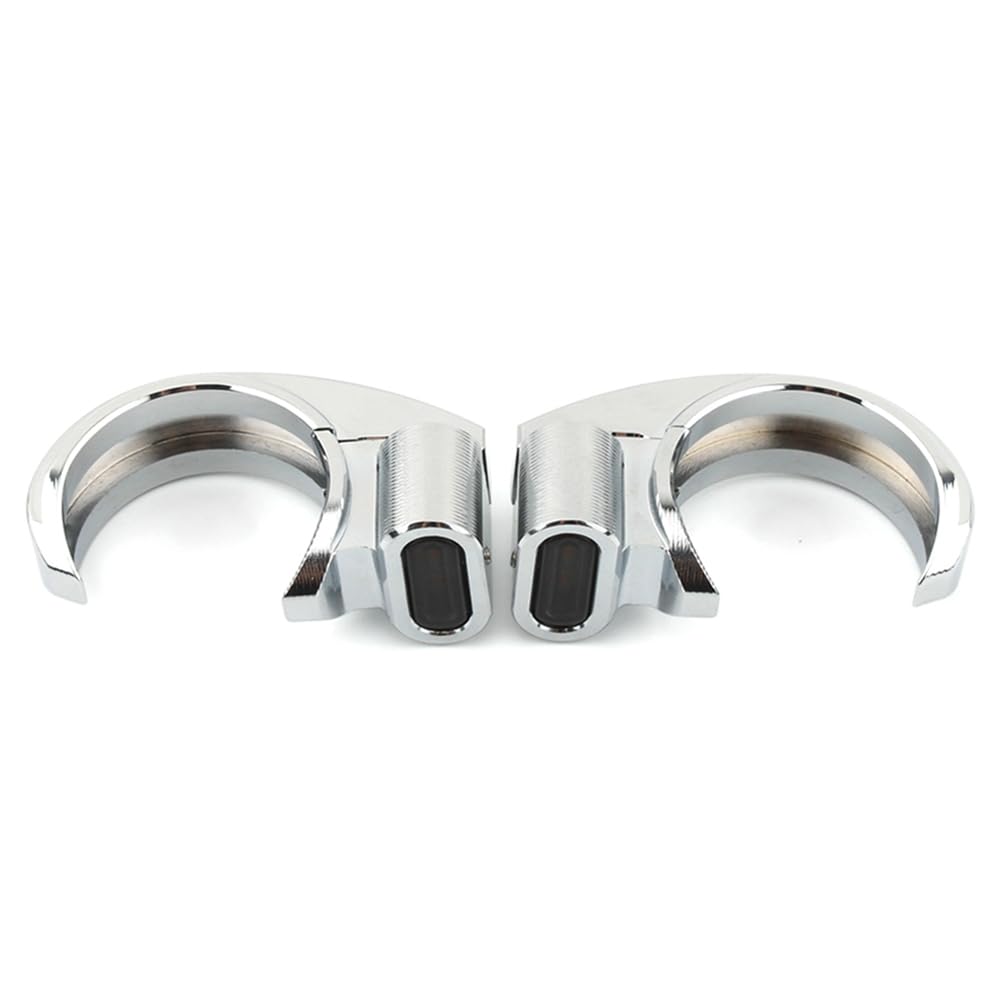 Zhisheng Front LED Turn Signal 39-41mm Fork Mounted Light Clamp Amber Aluminium Chrome for Harley for Sportster Dyna Bobber Motorcycle