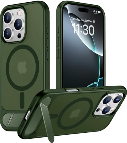 Image of Magnetic Compatible with iPhone 16 Pro Max Case, [Built-in Invisible Kickstand][Compatible with MagSafe][Military Grade Shockproof] Slim Translucent Matte Phone Case for iPhone 16 Pro Max 6.9 inch