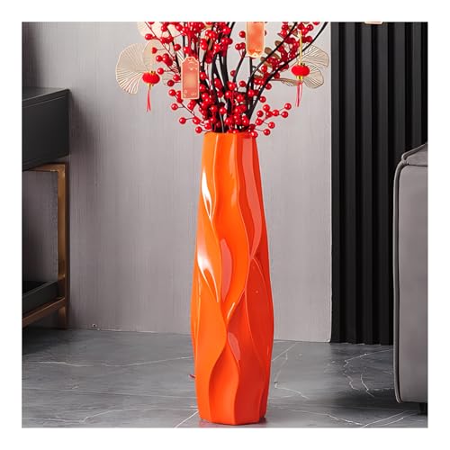 Vase en céramique orange grand design pour fleurs artificielles