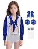 Vmyainrt Cowboy Cheerleader Costume with Accessories Blue Star Cowboys Cheerleader Outfit Halloween Cheerleading Uniform (Blue-with Accessories, Small)
