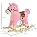 HOMCOM Children's Rocking Horse Baby Rocking Animal Horse with Animal Sounds Toy Handles for 36-72 Months Plush Pink 65 x 32.5 x 61 cm