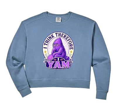 Womens I Think Therefore I Yam Ube Pun Purple Yam Dad Joke Comfort Colors Crop Sweatshirt