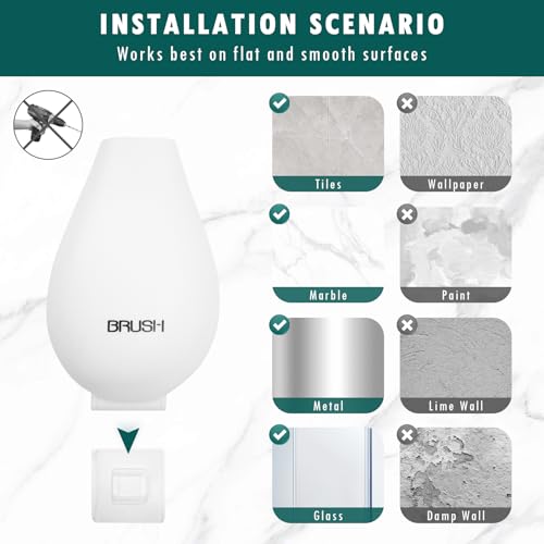 Image of Modern Flexible Silicone Toilet Caspa, Silicone Toilet Bowl Brush and Holder Set, Flat Flexible Brush Holder Set, Water Drop Toilet Brush, Toilet Wand Cleaning Kit Wall Mounted, White