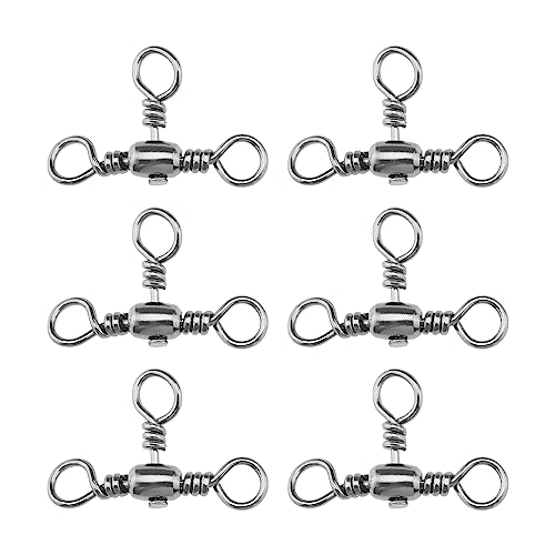 VGOL - VGOL 80pcs Connecteur d'attirail Pêche à Anneau Rident en Acier Inoxydable Émerillons de Pêche à 3 Voies Accessoires pour Pêche à la Traîne en Bateau